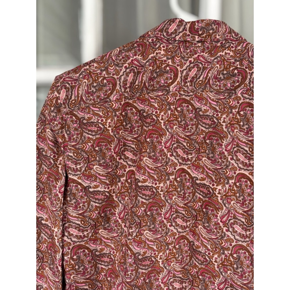 Lands' End Womens Size 12 Paisley Print Long Sleeve Button Down Shirt Retro Chic - Picture 5 of 13